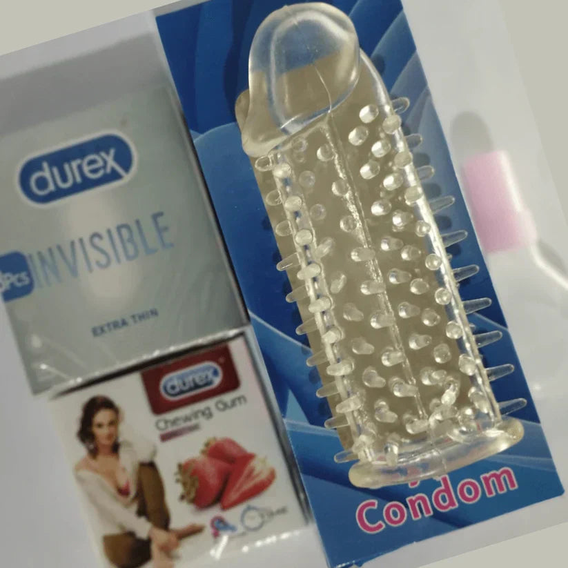 Washable Reusable Silicon Crystal Spike Condom with Bubble and Durex Condom