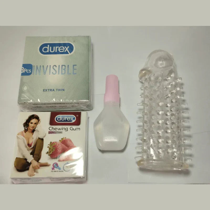 Washable Reusable Silicon Crystal Spike Condom with Bubble and Durex Condom